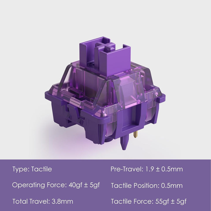 CS Switches, 3 Pin 36gf Tactile Keyboard Switches Lavender Purple Key Switches Plate Mounted Compatible for MX Mechanical Keyboard (45 pcs)