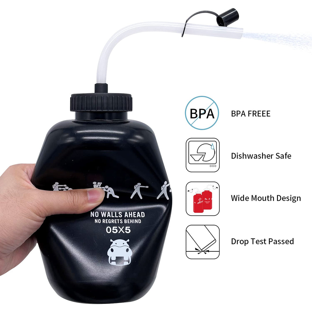 SHOKE Long Straw Water Bottle Hockey Boxing 1 Liter Wat