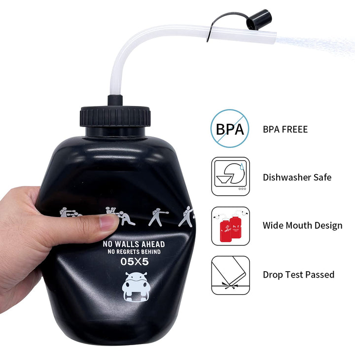 SHOKE Long Straw Water Bottle Hockey Boxing 1 Liter Wat