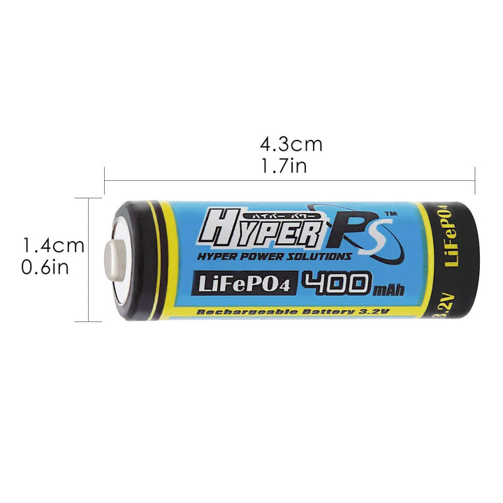 (4-Pack) HyperPS 3.2V LiFePo4 14430 4/5 AA (14 x 43mm) 400mAh Rechargeable Battery for Solar Panel Light, Tooth Brush, Shaver, Flashlight