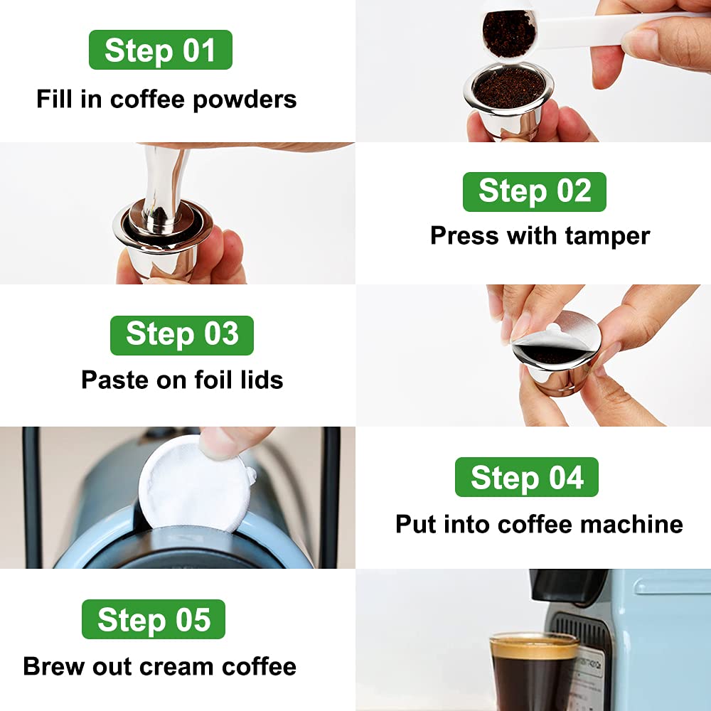 100Pcs Aluminum Espresso Lids Foil Sticker Seals for Reusable Capsules Refillable Coffee Pods Compatible with Nespresso Original Line Machine