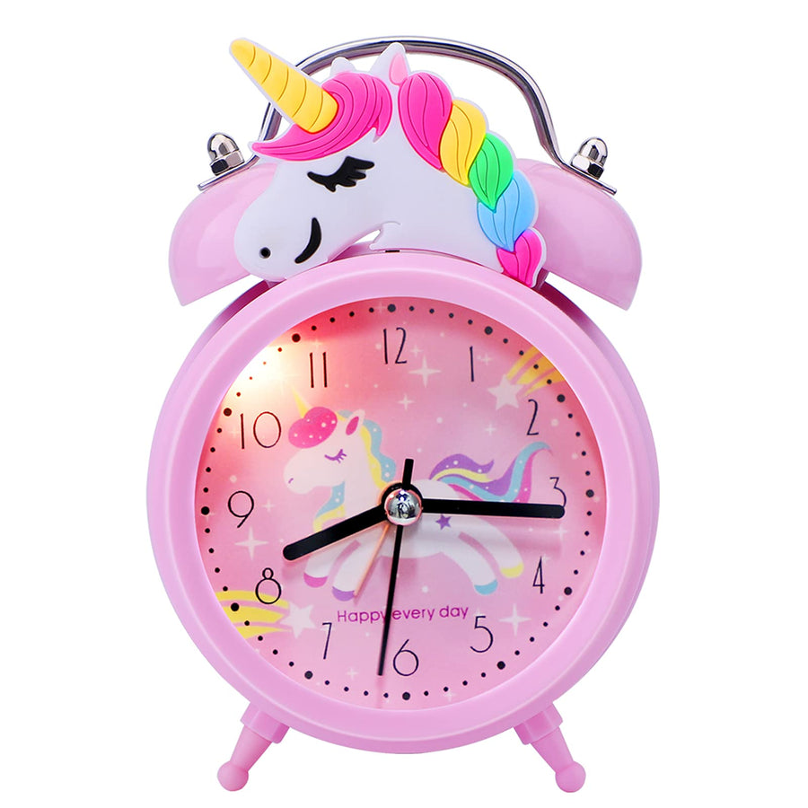 Unicorn Alarm Clock for Girls Kids, Cute Bedroom Decoration, Non Ticking Silent Second Hand, w/Backlight Super Loud Twin Bell, for Kids Toddlers Unicorn Gifts 1