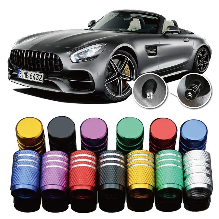 Car Tire Air Valve Caps- Auto Wheel Tyre Dust Stems Cover with Logo Emblem Waterproof Dust-Proof Universal fit for Cars, SUV, Truck, Motorcycles 4 Pieces
