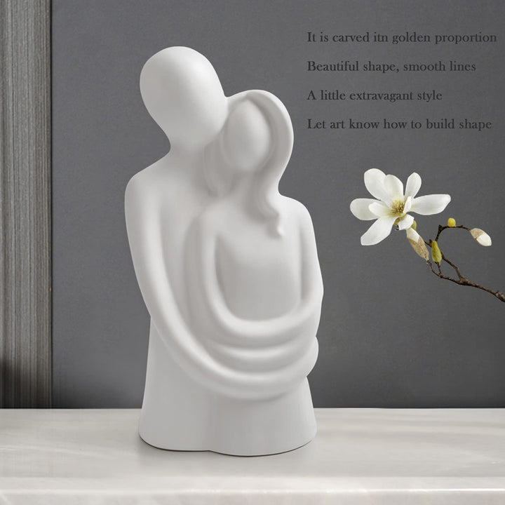 Hugging Couple Sculptures Home Decor Modern Romantic Love Statue for Office Bookshelf Desktop Decorations (Hugging Couple White)