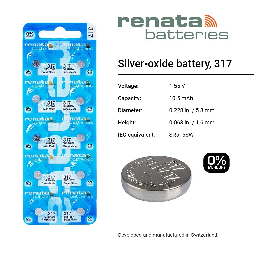 Renata 317 Watch Battery Twin Pack