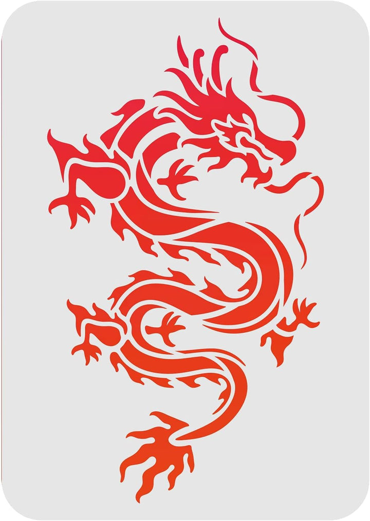 Dragon Stencils 11.7x8.3Inch/29.7x21cm Reusable Dragon Wall Decor Stencil Chinese Asian Oriental Dragon Stencil for Painting on Wall Furniture Fabric Wood