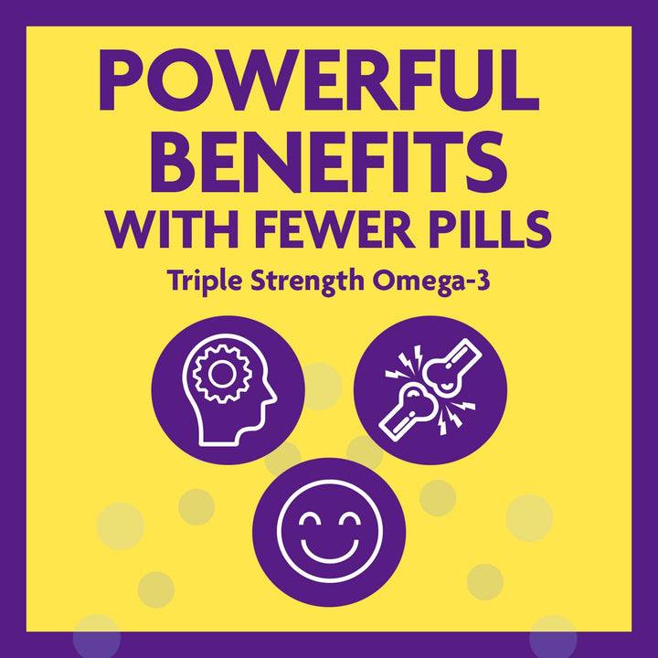 Triple Strength Omega 3 Fish Oil Supplement, 900 mg, Pure EPA DHA Omega 3 Supplement Brain and Joints, Burpless Omega-3 for Women and Men with Enteric Coating, 200 Capsules