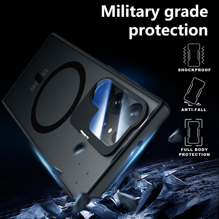 for Samsung Galaxy S24 Ultra Case, [with Camera Lens Protector] [Military Armor-Level Shockproof] Metal Silicone Multiple Protection Anti-Impact Anti-Fall Phone Case Gray