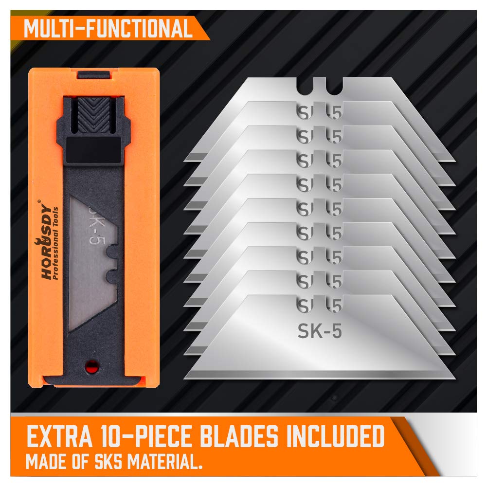 4-Pack Box Cutter Utility Knife, Heavy Duty Aluminum Shell Retractable Box Cutter for Cardboard, Boxes and Cartons, Extra 10 Blades