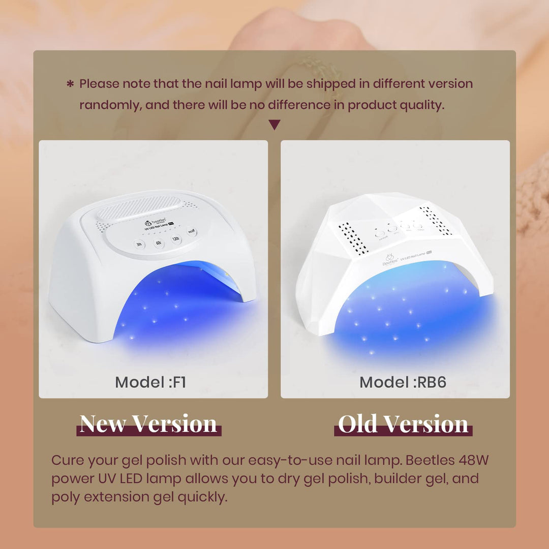 Beetles Gel Nail Polish Kit with 48W U V Nail Lamp, 6 pcs Blue White Nude Pink Glitter Gel Polish Set Base Gel Top Coat DIY Decorations Manicure Gifts Light Pink Gel Nail Polish for Women