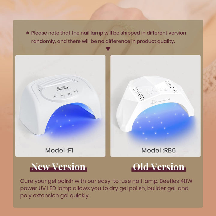 Beetles Gel Nail Polish Kit with 48W U V Nail Lamp, 6 pcs Blue White Nude Pink Glitter Gel Polish Set Base Gel Top Coat DIY Decorations Manicure Gifts Light Pink Gel Nail Polish for Women