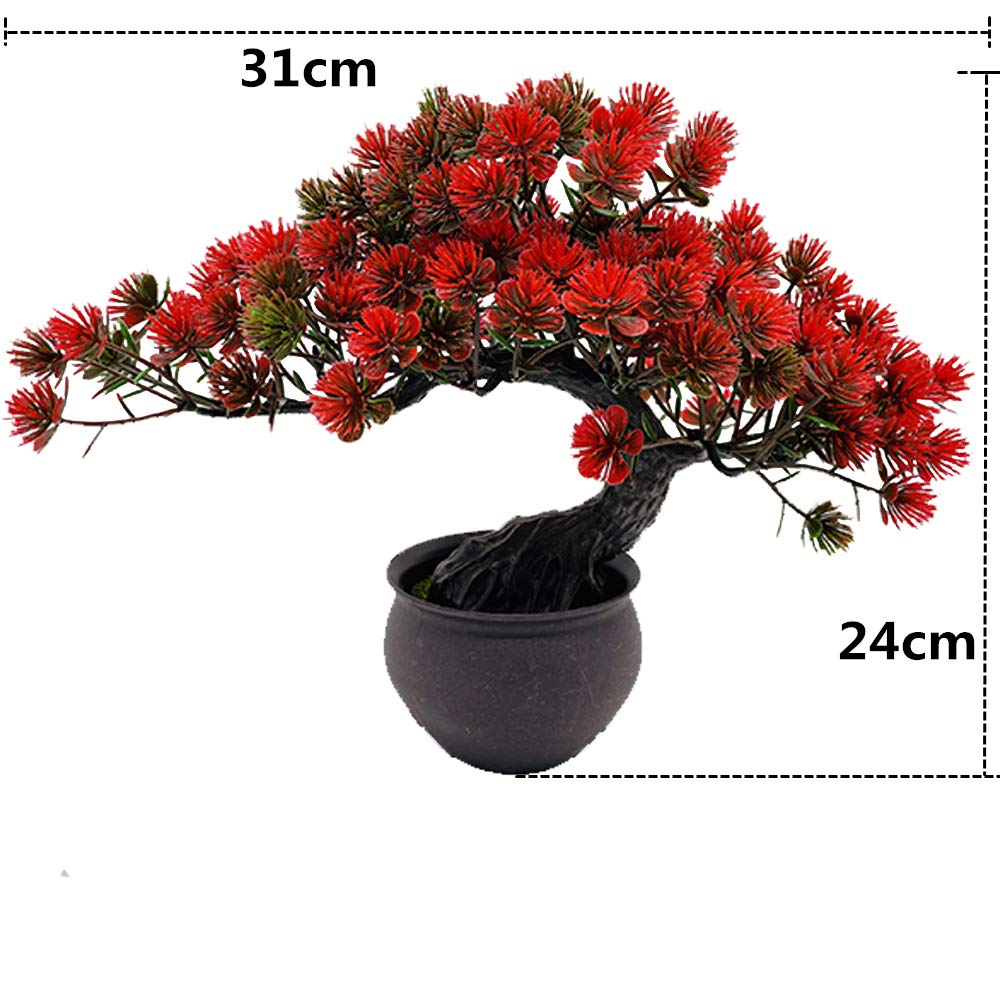 Artificial Plants Artificial Bonsai Juniper Tree Potted Faux Japanese Pine Bonsai Simulation Zen Garden Fake Plant Artificial Bonsai Tree for Home Office Showcase Indoor Décor Desktop Display