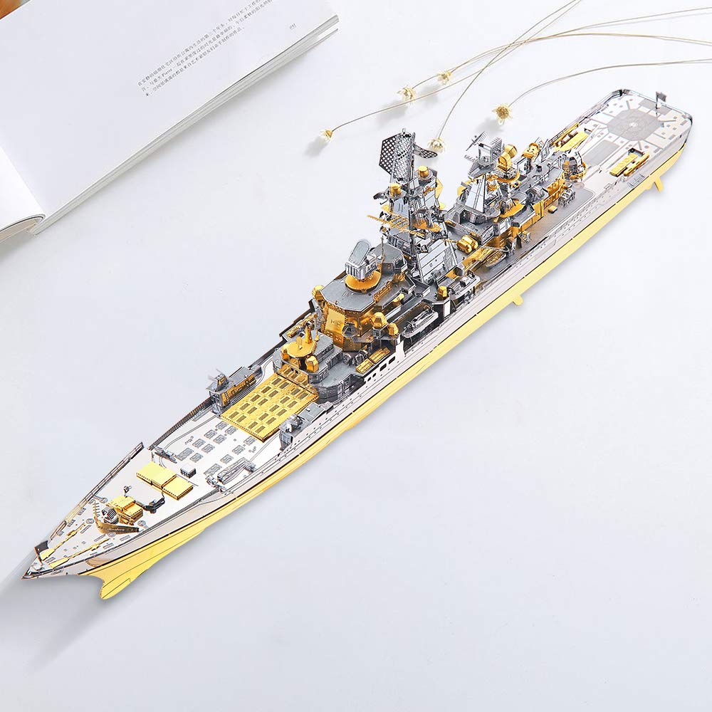 3D Metal Puzzles for Teens, Russian Battlecruiser Pyotr Velikiy Battleship Model Kit, 3D Warship Models Building Puzzle for Adults DIY Toys, Birhtday for Boys Men, 270 Pcs