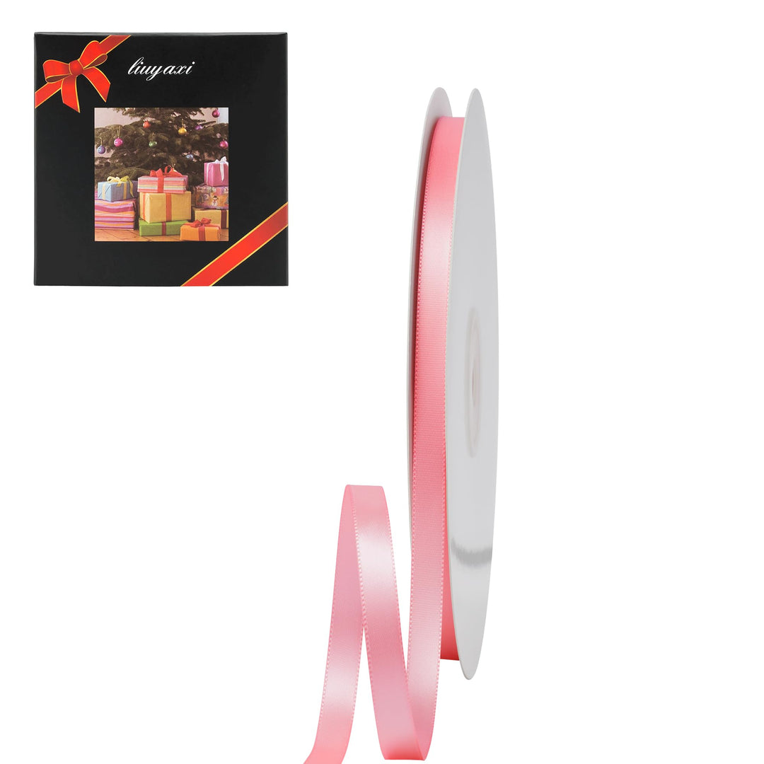 LIUYAXI Pink Double Face Satin Ribbon 1/4 X 50 Yards, Ribbons Perfect for Crafts, Gift Wrapping, Bow Making and More