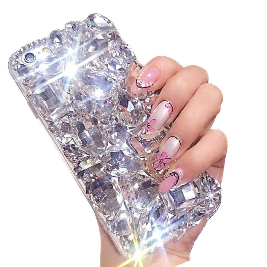 For iPhone 6 Plus/6S Plus Cute Sparkle Jewels Case, TPU Soft 3D Stunning Stones Crystal Rhinestone Bling Full Diamond Glitter Shinning Cover with Screen Protector for iPhone 6S Plus/6 Plus -Clear