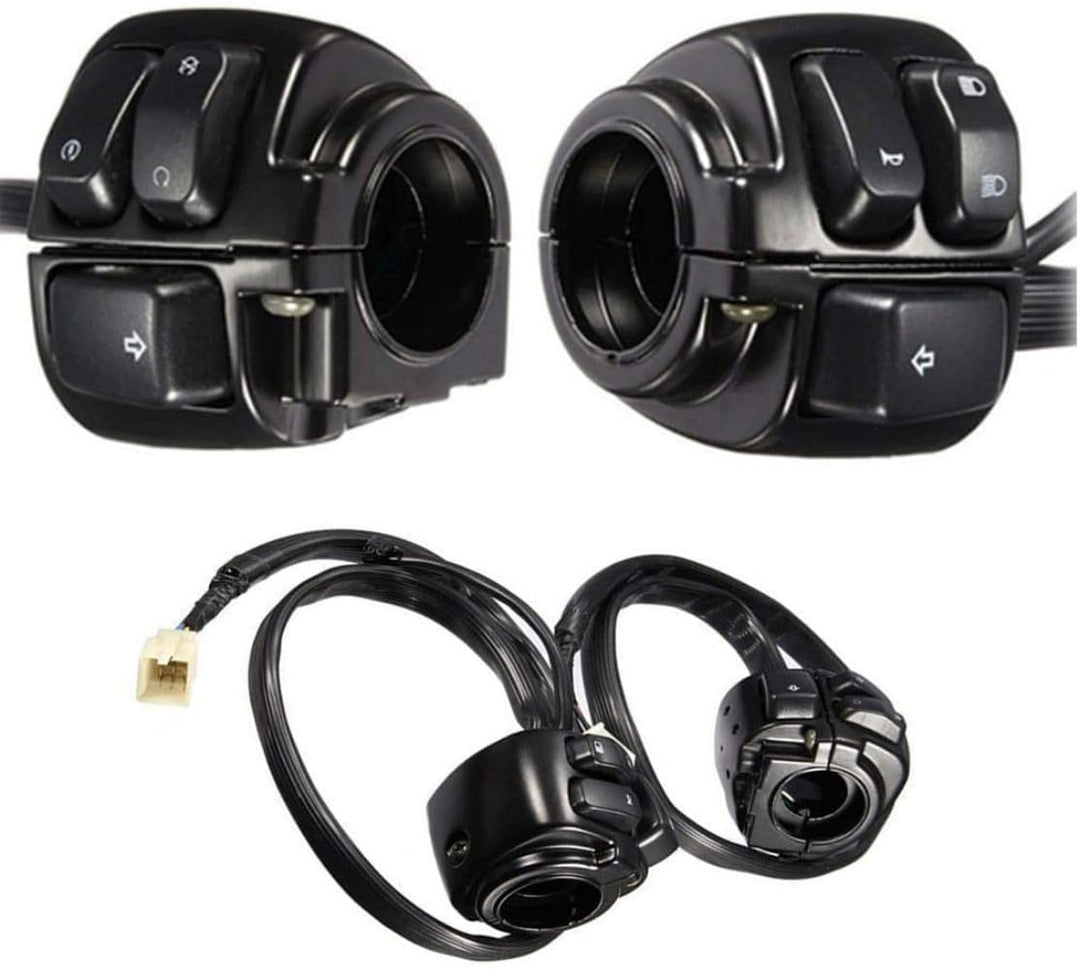 1'' Handlebar Control Switch Kit with Wiring Harness for Harley Dyna Softail XL883 Black ESUBOSHI