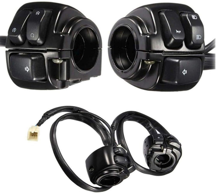 1'' Handlebar Control Switch Kit with Wiring Harness for Harley Dyna Softail XL883 Black ESUBOSHI