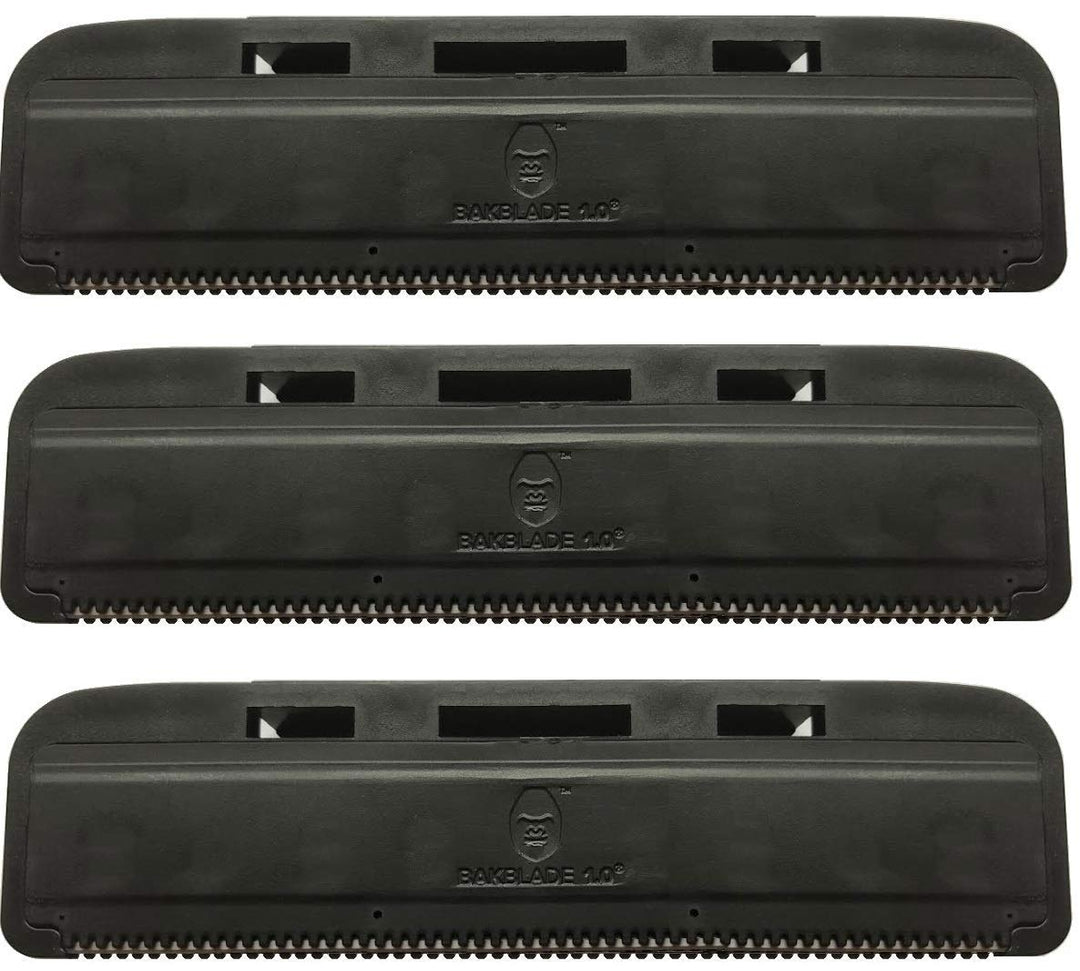 1.0 Back Hair and Body Shaver Refill Replacement Cartridges Bundle. 4 Inch Extra-Wide Wet or Dry Disposable Razor Blades (3 Razors Included)