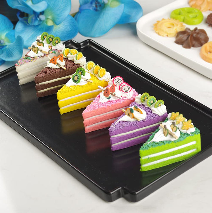 6Pcs Fake Cake for Display, Slice Faux Replica Cake, Artificial Chocolate Mousse Cake in Triangle Shape Model Decoration Kitchen Photography Props