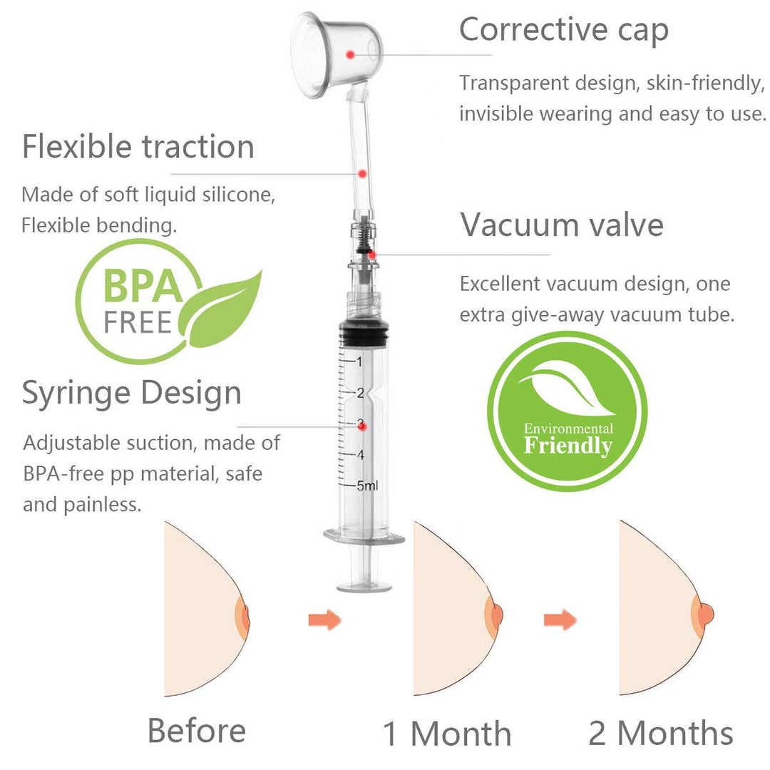 Inverted Nipple Corrector Puller 2 PC Nipple Aspirator Corrector Women Nipple Suckers for Flat Nipples
