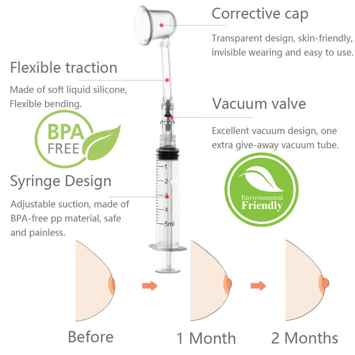 Inverted Nipple Corrector Puller 2 PC Nipple Aspirator Corrector Women Nipple Suckers for Flat Nipples