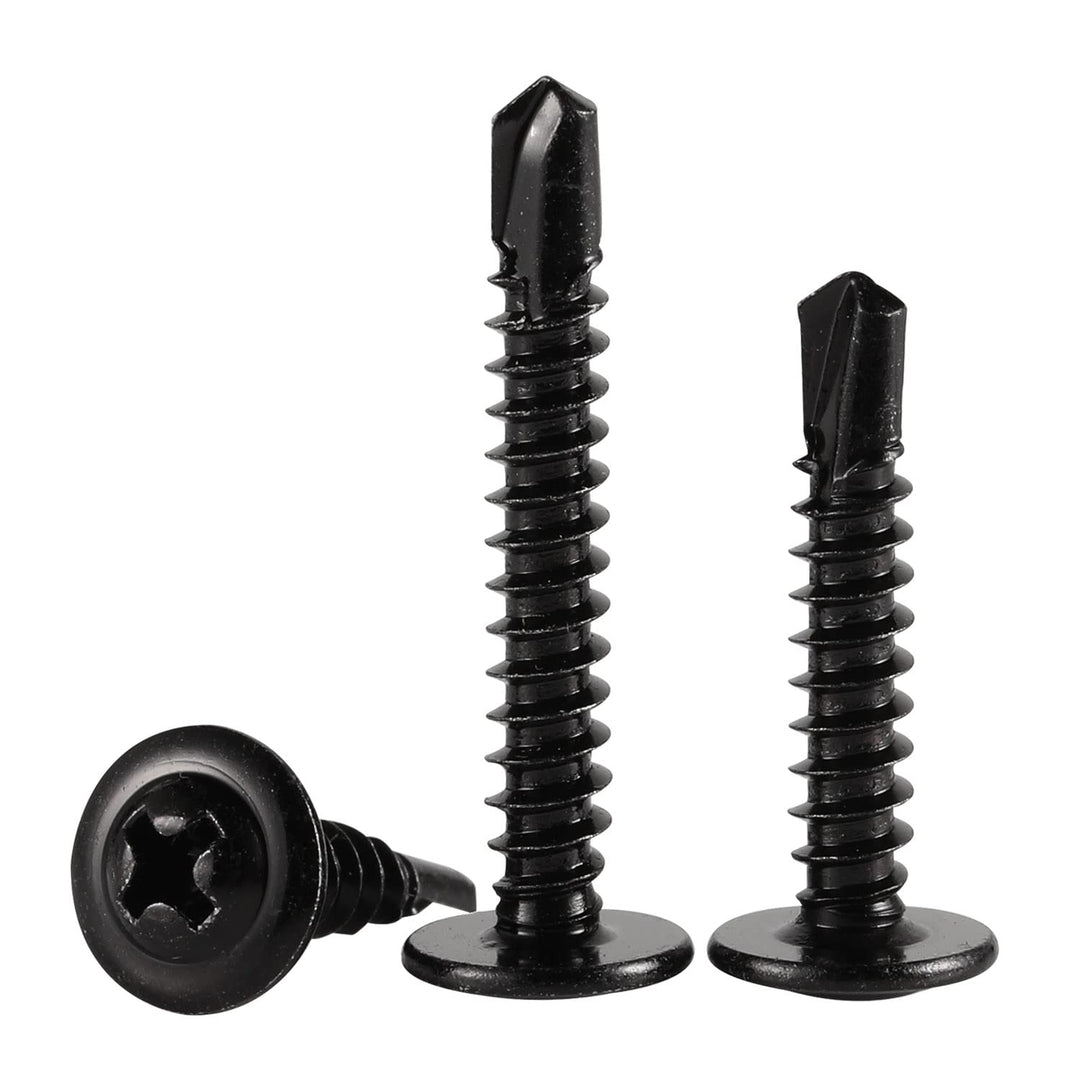 #8 x 3/4 Phillips Truss Head Self-Drilling Tek Screw, 100 PCS Self Tapping Screws Sheet Metal Screws, Black Oxide Stainless Steel