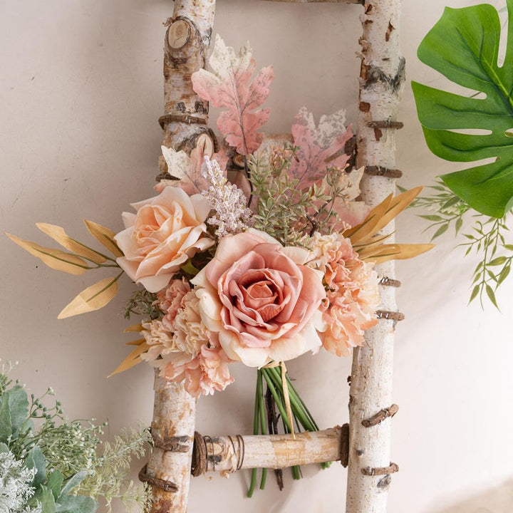 Artificial Fake Flowers Plants Silk Flower Arrangements Wedding Bouquets Decorations Plastic Floral Table Centerpieces for Home Kitchen Garden Party Décor (Autumn Blush)