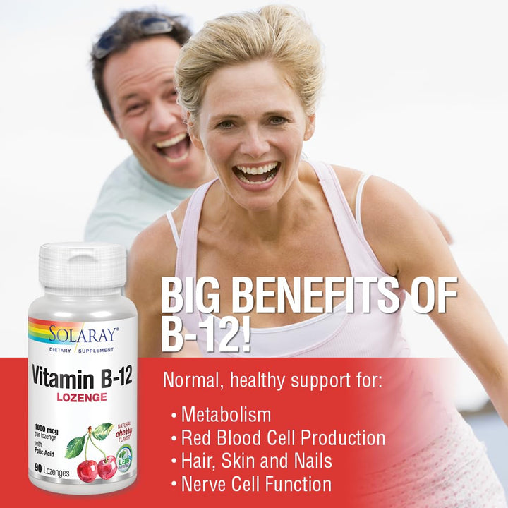 SOLARAY Vitamin B-12 1000mcg Lozenges with Folic Acid |