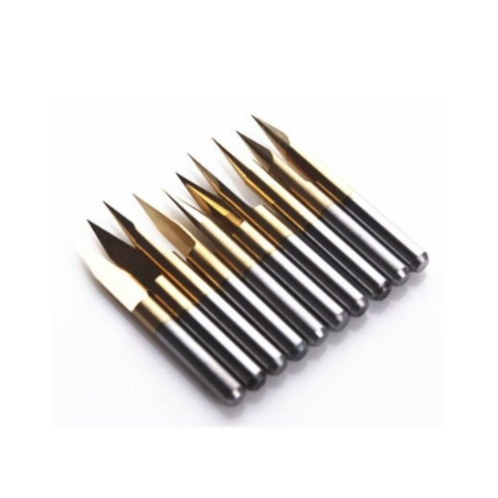10x Titanium Coated Carbide PCB Engraving CNC Bit Router Tool 30 Degree 0.1mm 0.2mm Tip