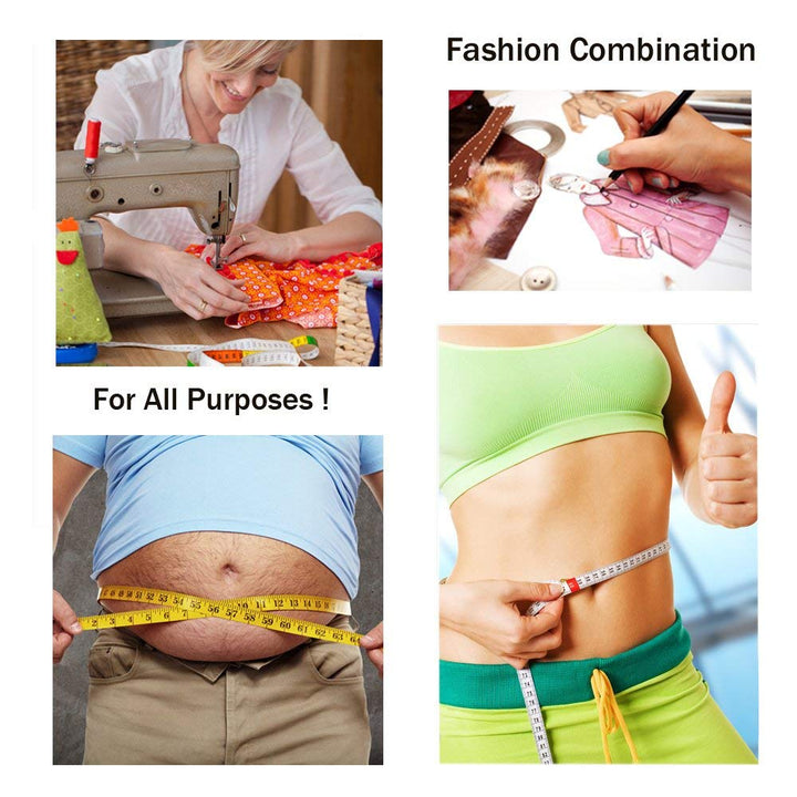 Tape Measure 300cm/120 Inch Double-scale Soft Tape Measuring Body Weight Loss Medical Body Measurement Sewing Tailor Cloth Ruler Dressmaker Flexible Ruler Tape Measure (Black and White)2 Pack By BUSHI