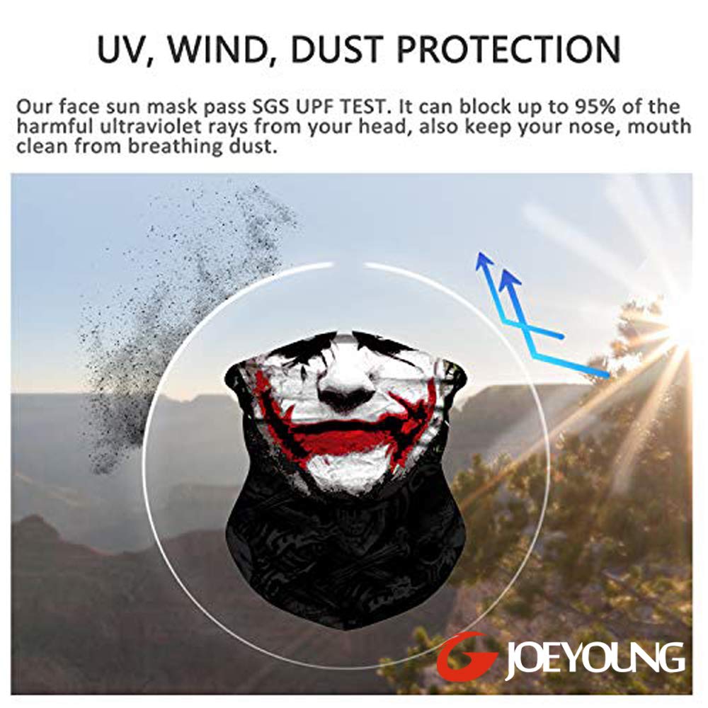 3D Face Sun Mask, Neck Gaiter, Headwear, Magic Scarf, Balaclava, Bandana, Headband Fishing, Hunting, Yard Work, Running, Motorcycling, UV Protection, Great for Men &amp; Women