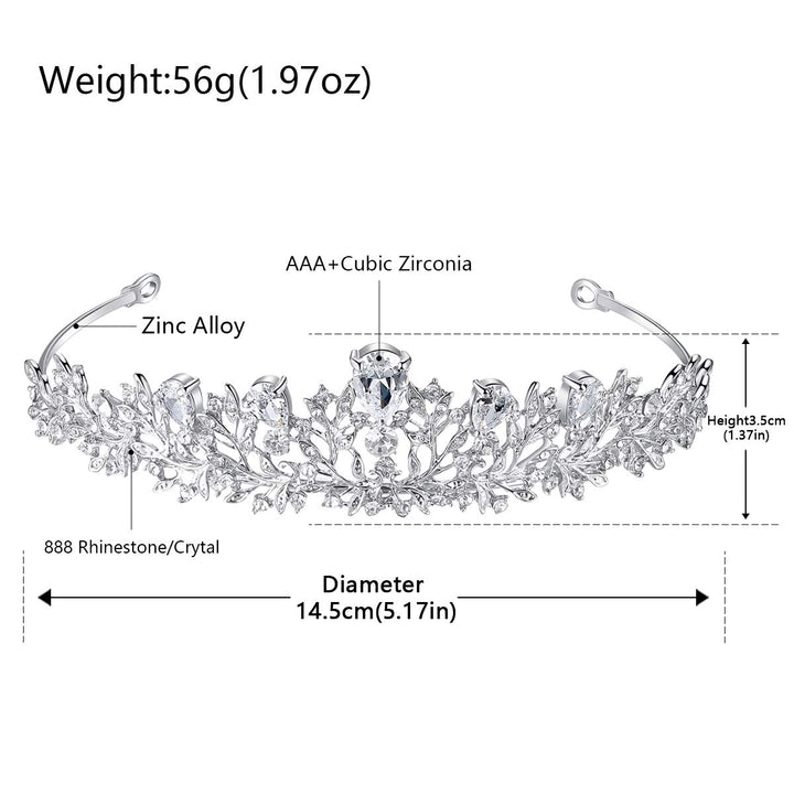 Zircon Crystal Wedding Tiara for Bride and Flower Girls, Princess Tiara Headband Pageant Crown Bridal Hair Accessories Jewelry for Women and Girls
