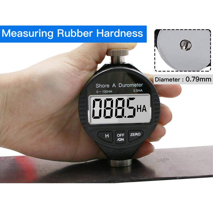 Portable 0-100HD Shore A/C/D Hardness Digital Hardness Meter Durometer Hardness Tester with Large LCD Display for Rubber, Tire, Plastic, Thermal Plastic, Flooring, Bowling balll (A Hardness)