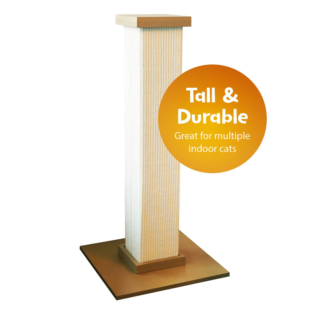 Ultimate Scratching Post – Beige, Large 32 Inch Tower - Sisal Fiber, Simple Design - For All Cats