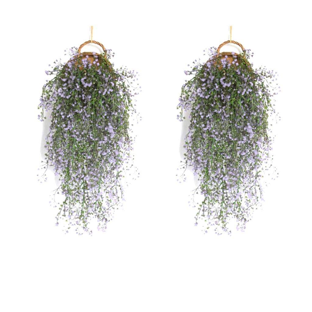 2 Pcs Fake Artificial Vines Flower Wall Hanging Faux Rattan Plant Flower Home Decor for Wall Indoor Outdoor Hanging Baskets Wedding Garland Decor, Yellow