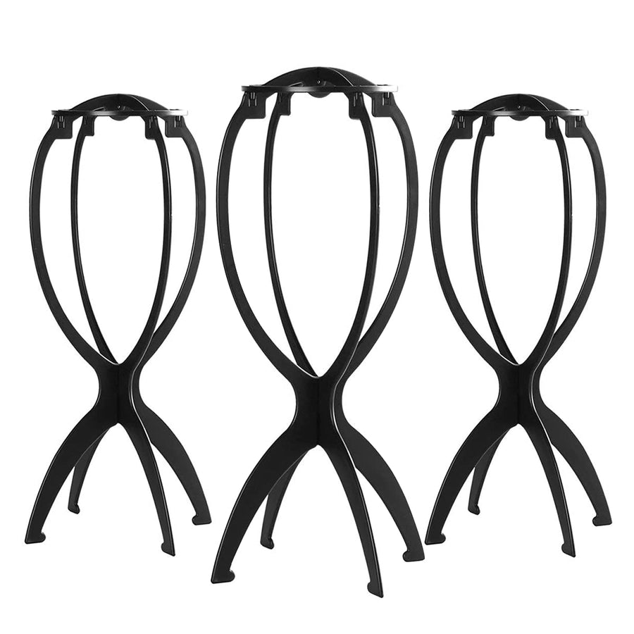 3 Pack Tall Wig Stands for All Wigs, 14.2 Inches Portable Collapsible Wig Dryer, Durable Wig Display Tool, Travel Wig Stands (Black)