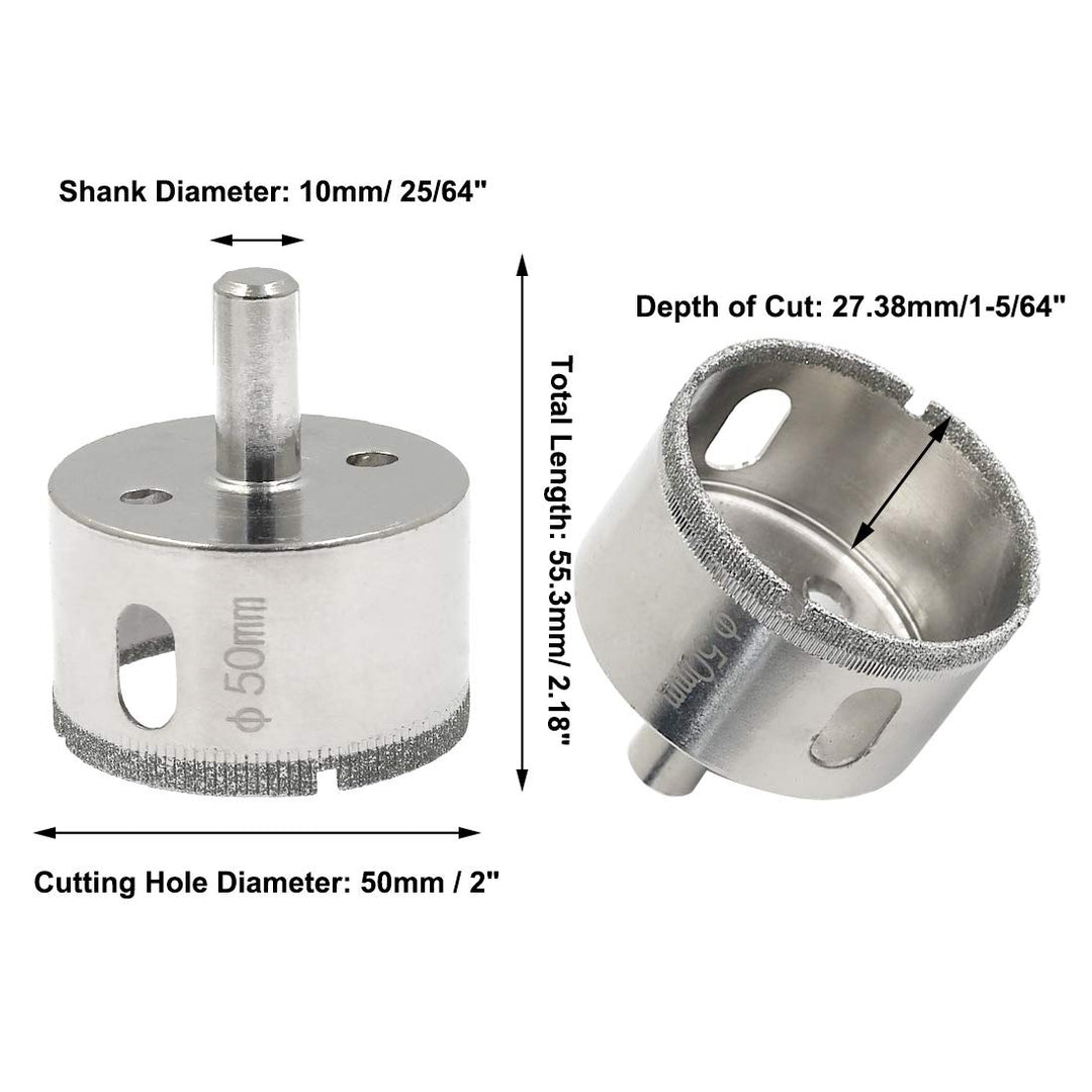 2 Inch / 50mm Diamond Drill Bits, Diamond Hole Saw Hollow Core Drill Bits for Glass Ceramic Porcelain Tiles Marble Granite Quartz