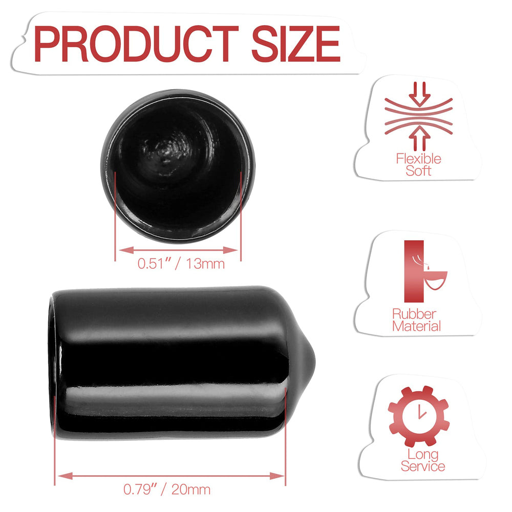 Jamiikury 60PCS Rubber End Caps 13mm ID Round Tube Bolt
