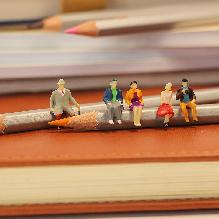 50 Pcs 1:87 Scale/HO Scale People Figurines Set Tiny Sitting and Standing Delicate Hand Painted People Model Train Park Street People Figures for Miniature Scenes