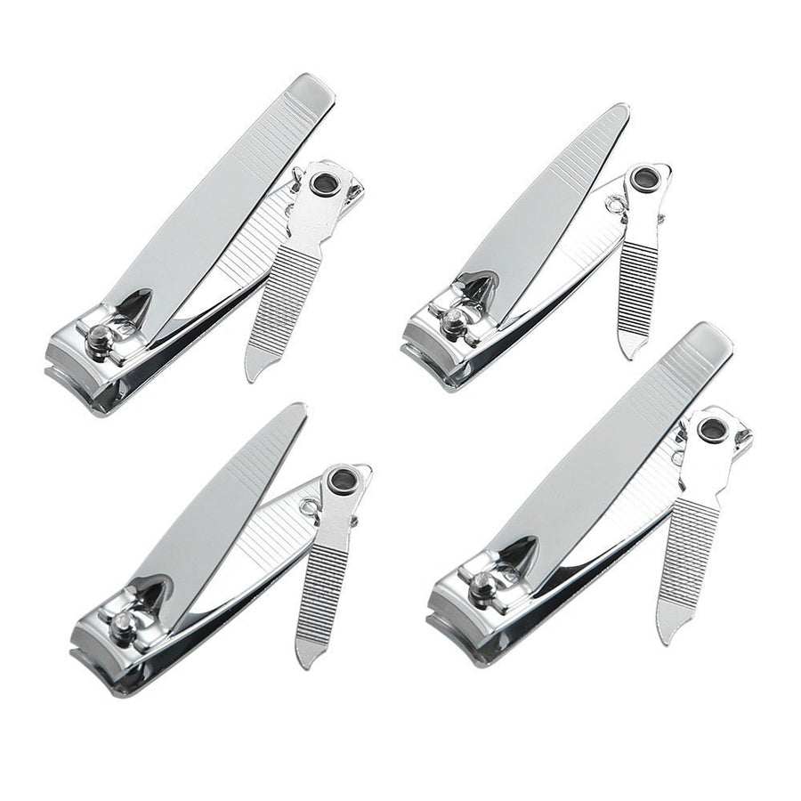 4 Pcs Nail Clippers For Fingernails and Tonenail - Swing Out Nail Cleaner / File - Sharpest Stainless Steel Clipper - Wide Easy Press Lever - Best Quality Nail Cutter