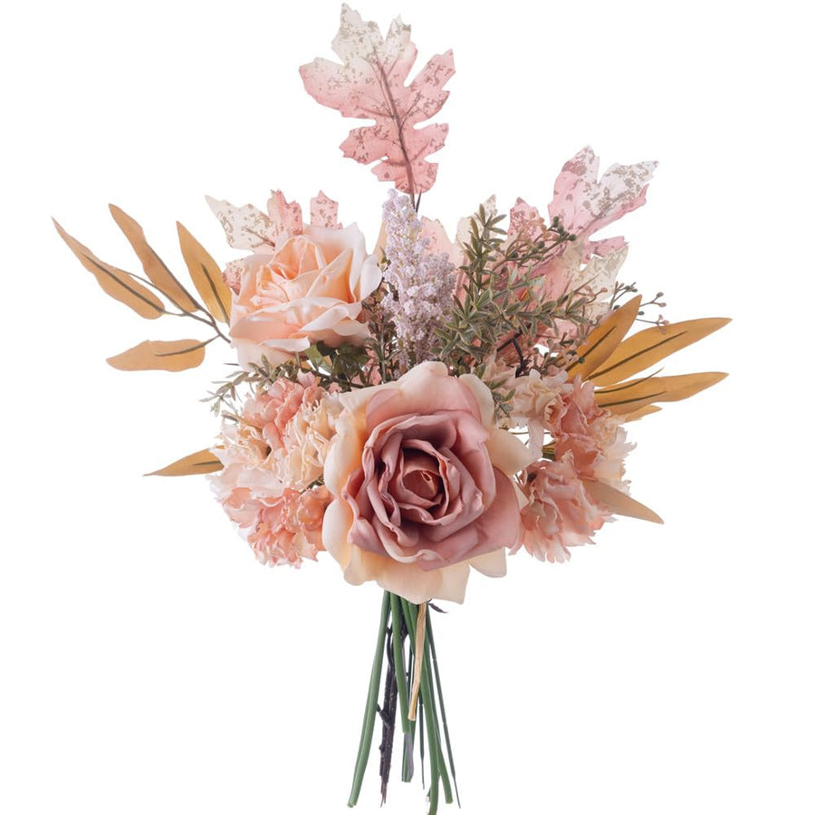 Artificial Fake Flowers Plants Silk Flower Arrangements Wedding Bouquets Decorations Plastic Floral Table Centerpieces for Home Kitchen Garden Party Décor (Autumn Blush)