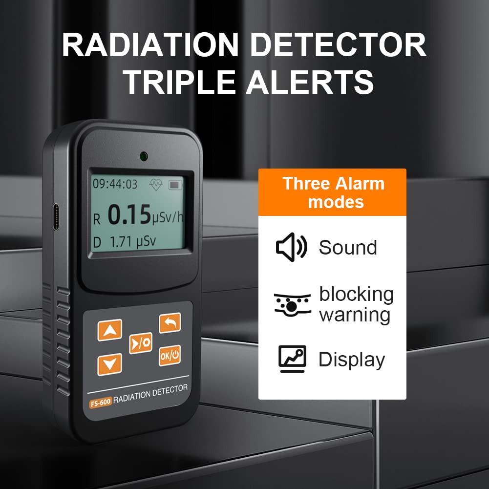 Geiger Counter Nuclear Radiation Detector, Professional High Accuracy Radioactive Detector Meter Beta Gamma X Ray Data Tester Marble Dosimeter (White)