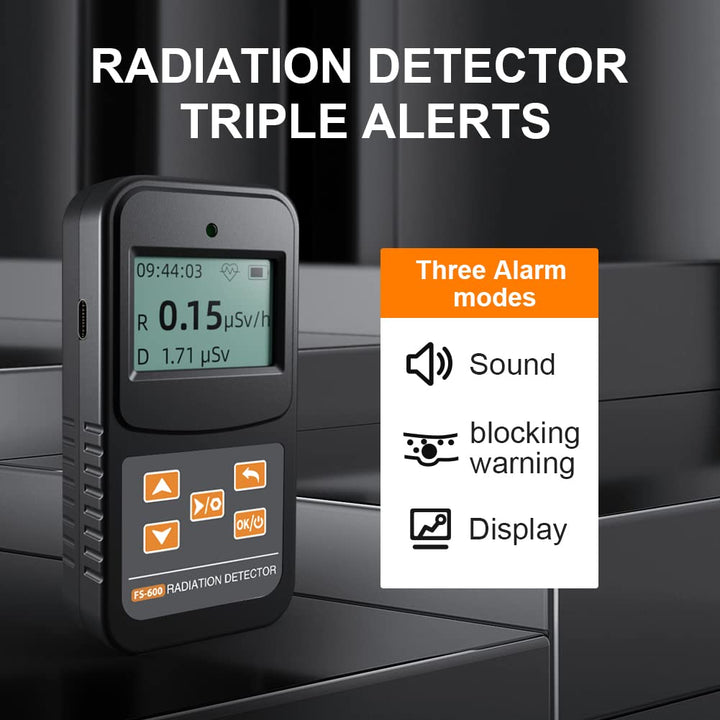 Geiger Counter Nuclear Radiation Detector, Professional High Accuracy Radioactive Detector Meter Beta Gamma X Ray Data Tester Marble Dosimeter (White)