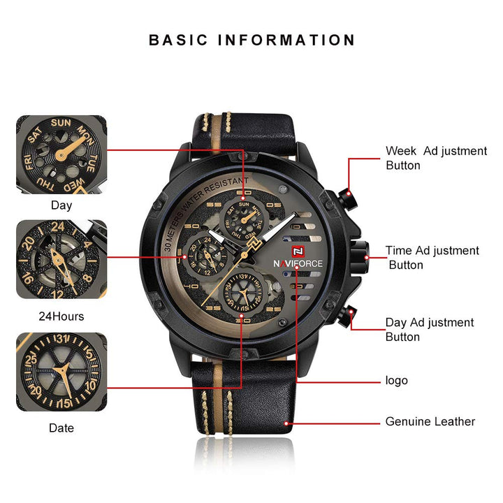 NAVIFORCE Sport Military Watches for Men Waterproof Wat