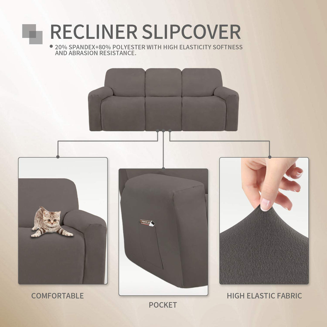 Easy-Going 8 Pieces Microfiber Stretch Sectional Reclin