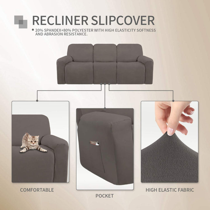 Easy-Going 8 Pieces Microfiber Stretch Sectional Reclin