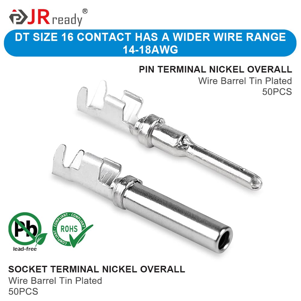 Deutsch Connector Pins and Sockets Stamped Contacts Size 16 ST6255 - Male Deutsch Pins 1060-16-0122/ Female Pins 1062-16-0122/ Open Barrel Terminals Wire Gauge 14-18 AWG, 50 Pairs