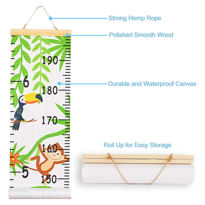 Beinou Baby Growth Chart for Wall Height Chart for Kids Wood Frame Measure Ruler 7.9in x 79in Canvas Hanging Height Measurement for Wall Decor