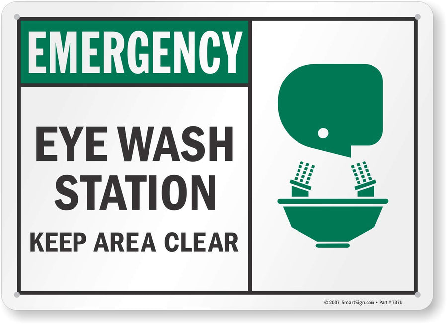SmartSign Emergency Eye Wash Station - Keep Area Clear 