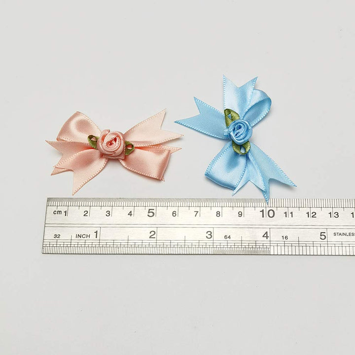 30PCS Assorted of 10 Colors 5CM Satin Ribbon Flowers Bows Appliques Wedding Craft (Satin Rose, 2)